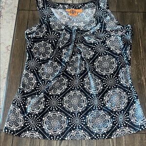 Tory Burch Black and White Geometric Tank Top